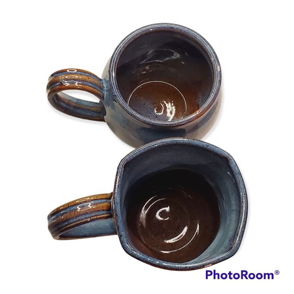 Lot of 2 Blue Denim Glaze Artist Coffee Mug Set, Signed DYW, NWOB - Picture 2 of 9